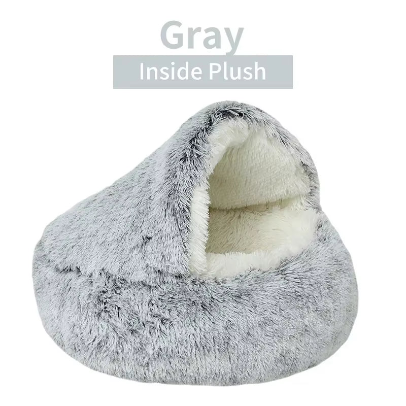 Winter Plush Pet Cat Bed round Cat Cushion Cat House 2 in 1 Warm Cats Basket Pet Sleep Bag Kitten Nest Kennel for Small Dog Cats