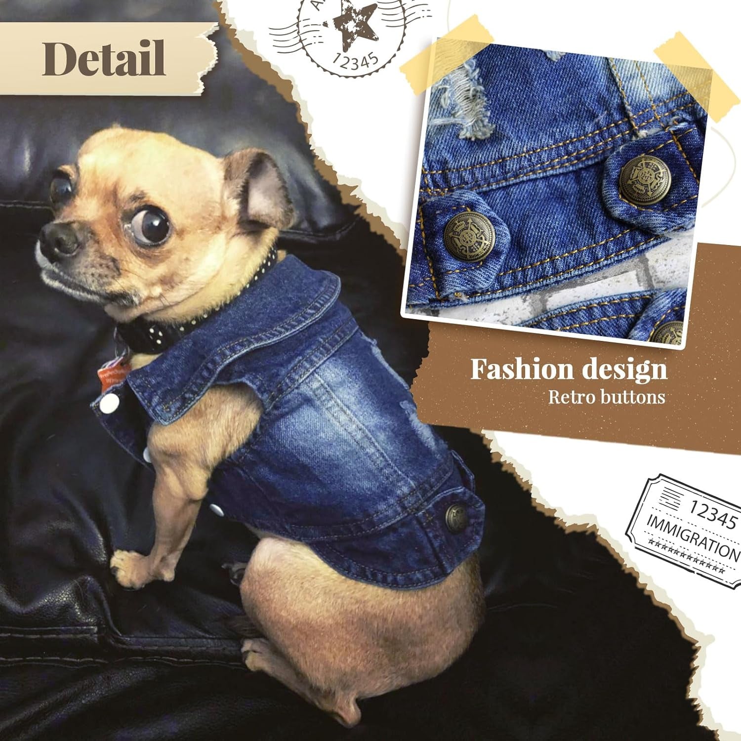 Pet Vests Dog Denim Jacket Hoodies Puppy Jacket for Small Medium Dogs